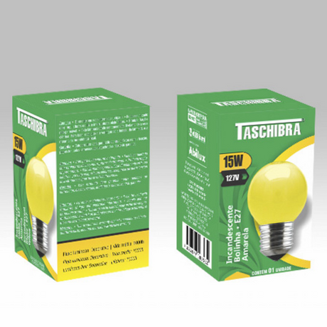 Lampada Incandescente Bolinha Amarela 15w 127v - Thony Ferragem
