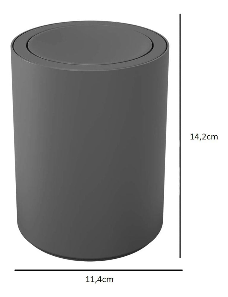 Lixeira Basculante 1L Cinza Chumbo Serene  Coza - Thony Ferragem