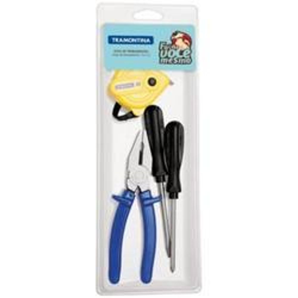 Kit Ferramentas 4pc(Trena/Chave De Fenda/Alicate ) Tramontina