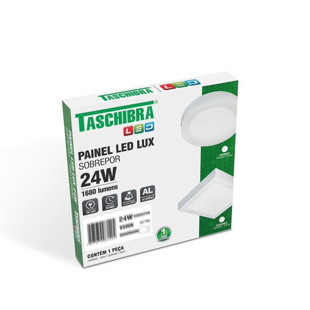 Painel Led Quadrado Sobrepor Lux  24w  6500k Taschibra