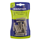 Bucha Nylon 6mm Cartela c/20 BemFixa - Thony Ferragem
