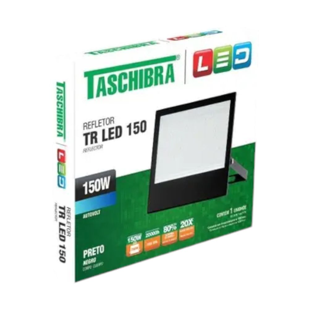 KIT 10  REFLETORES LED SLIM 150W 6500K PRETO - Thony Ferragem
