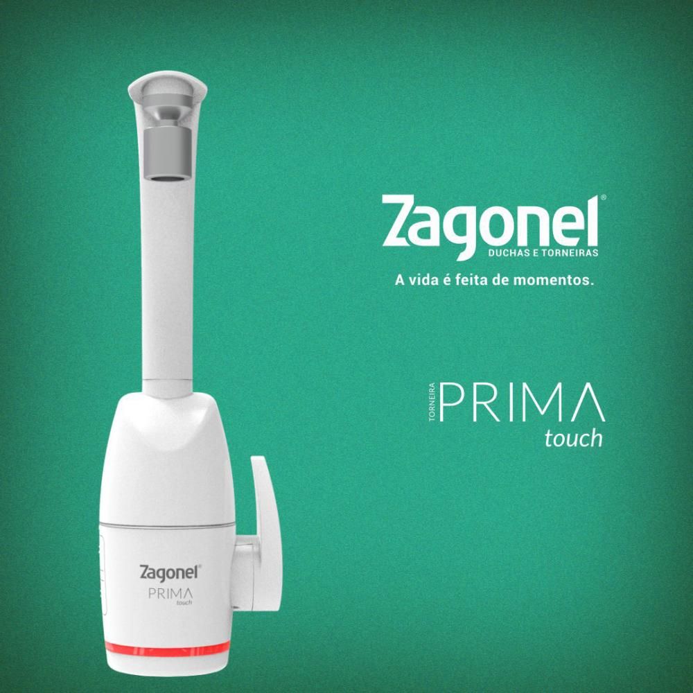 Torneira Elétrica Aquecida Prima Touch Led 5500 127v Zagonel