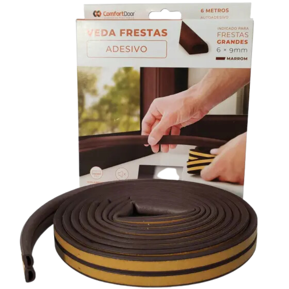 Veda Frestas Adesivo 6m 4mm Preto Comfortdorr - Thony Ferragem