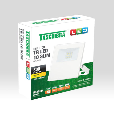 Refletor TR LED 10W Slim 3000K Branco Taschibra - Thony Ferragem