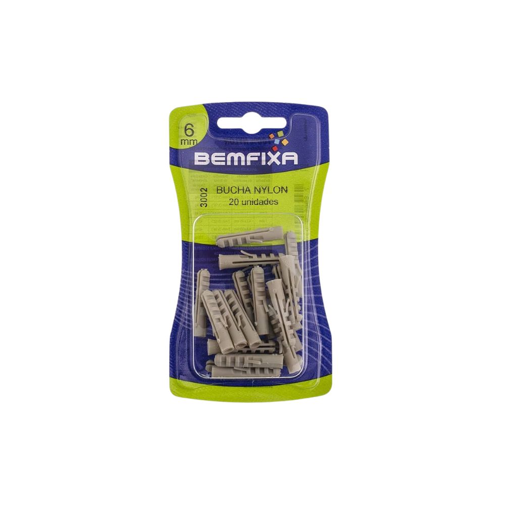 Bucha Nylon 6mm Cartela c/20 BemFixa