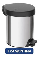 Lixeira Inox C/ Pedal 5l Tampa Preta Tramontina - Thony Ferragem