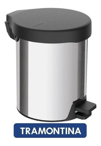 Lixeira Inox C/ Pedal 5l Tampa Preta Tramontina - Thony Ferragem