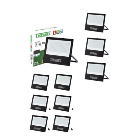 KIT 10  REFLETORES LED SLIM 150W 6500K PRETO - Thony Ferragem