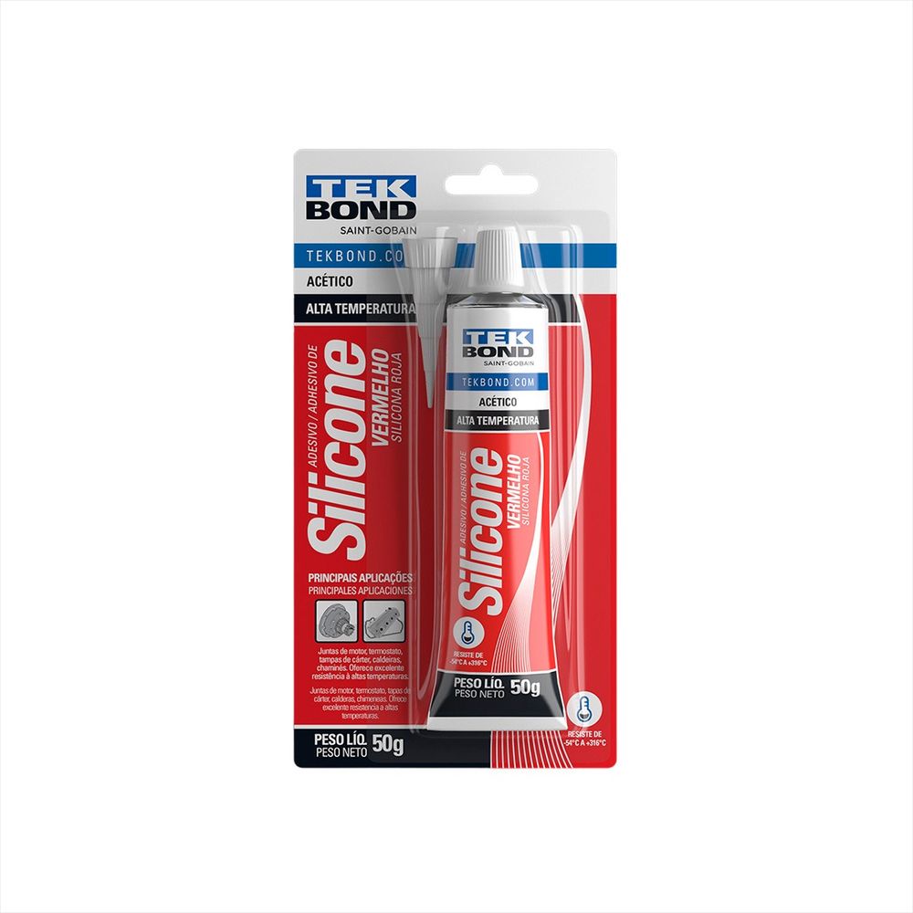 SILICONE ALTA TEMPERATURA VERMELHO 50G - Thony Ferragem