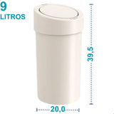 Lixeira com Tampa Press 9L Light Gray Coza - Thony Ferragem