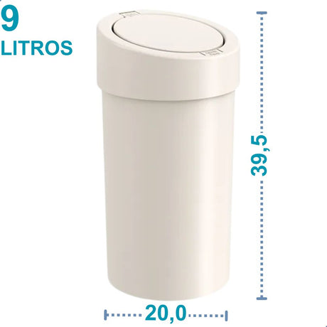 Lixeira com Tampa Press 9L Light Gray Coza - Thony Ferragem