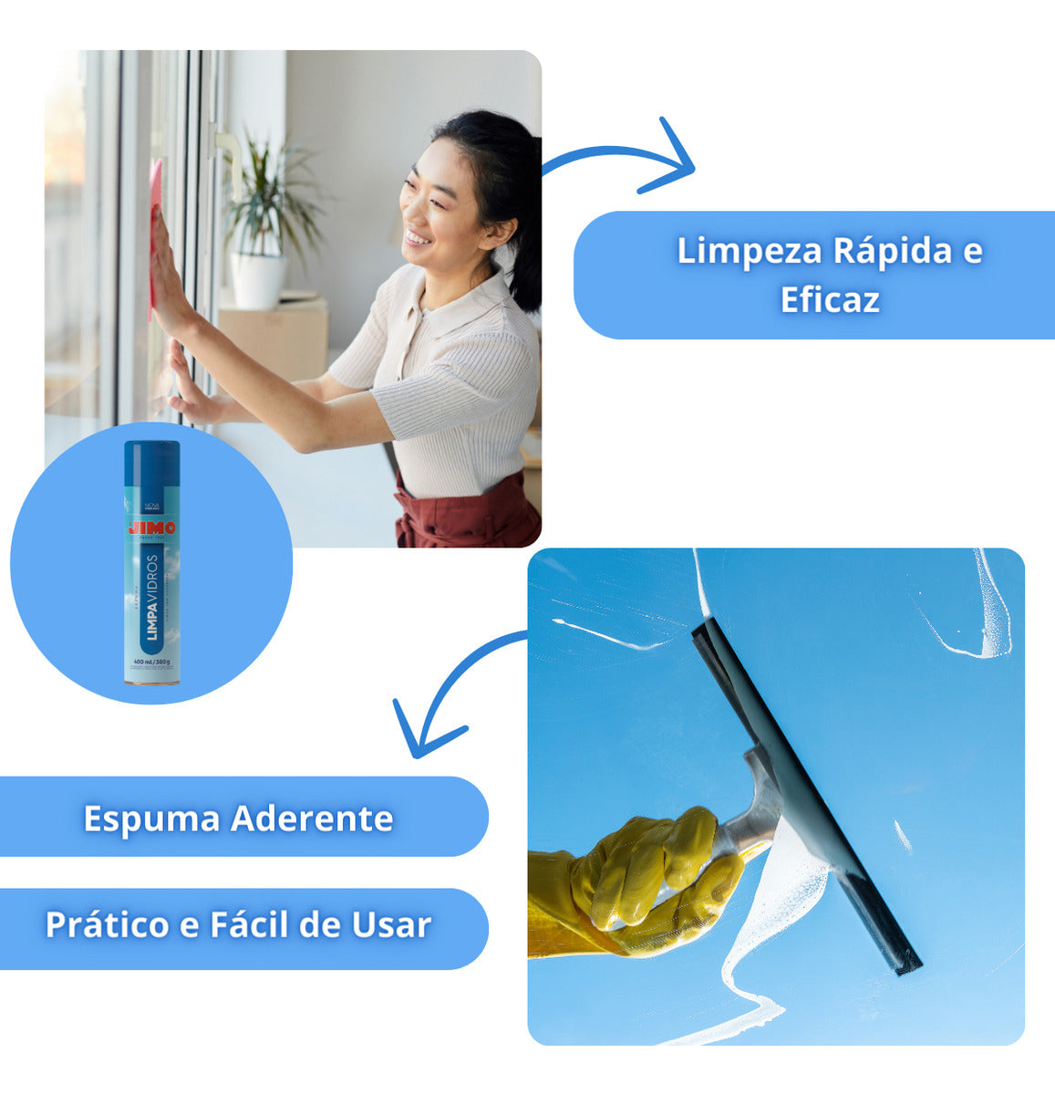 Limpa Vidro Aerossol 400ml Jimo