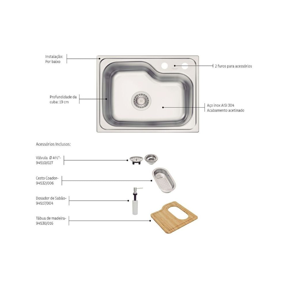 Cuba Morgana Compact 48 Fx Undermount Aço Inox Tramontina - Thony Ferragem