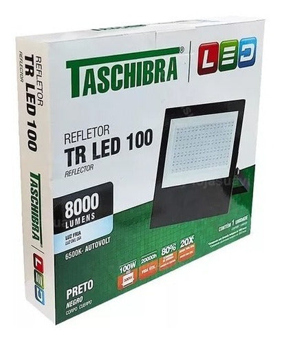 Refletor Holofote Slim Preto 100w Led 6500k Bivolt Taschibra
