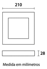 Painel De Led Quadrado Sobrepor 18w Preto 3000k Taschibra - Thony Ferragem