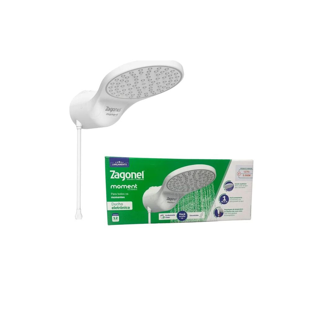 Ducha Moment Eletrônica 5500W 127V Branco Zagonel