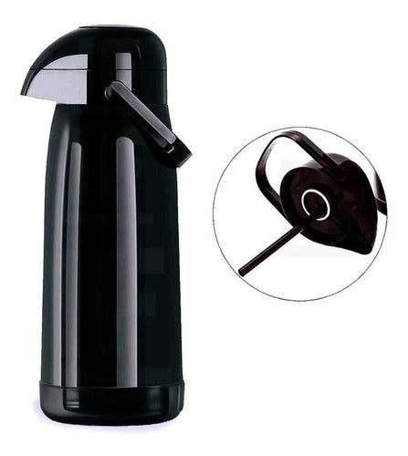 Garrafa Térmica De Vidro 1l Preta  Magic Pump Termolar - Thony Ferragem