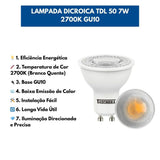 KIT 6   LAMPADA DICROICA TDL 50 7W 2700K GU10 - Thony Ferragem
