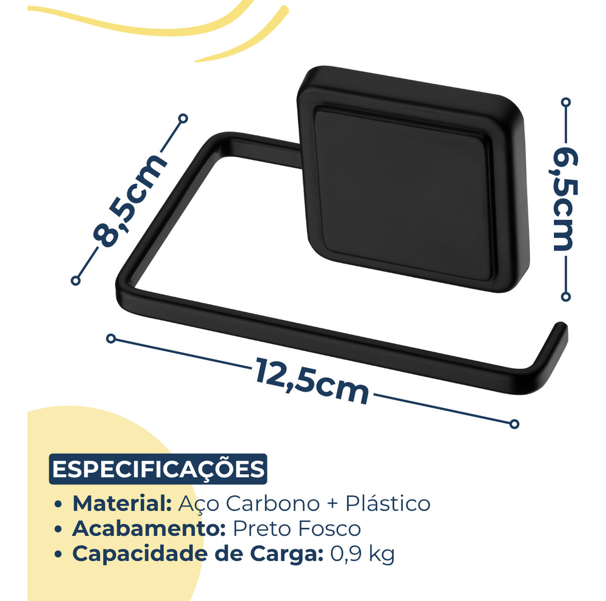 Suporte para Papel Higiênico Preto Fosco Future