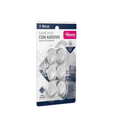 Gancho Adesivo Fixa Facil 0,5kg  C/ 6 Pcs - Thony Ferragem