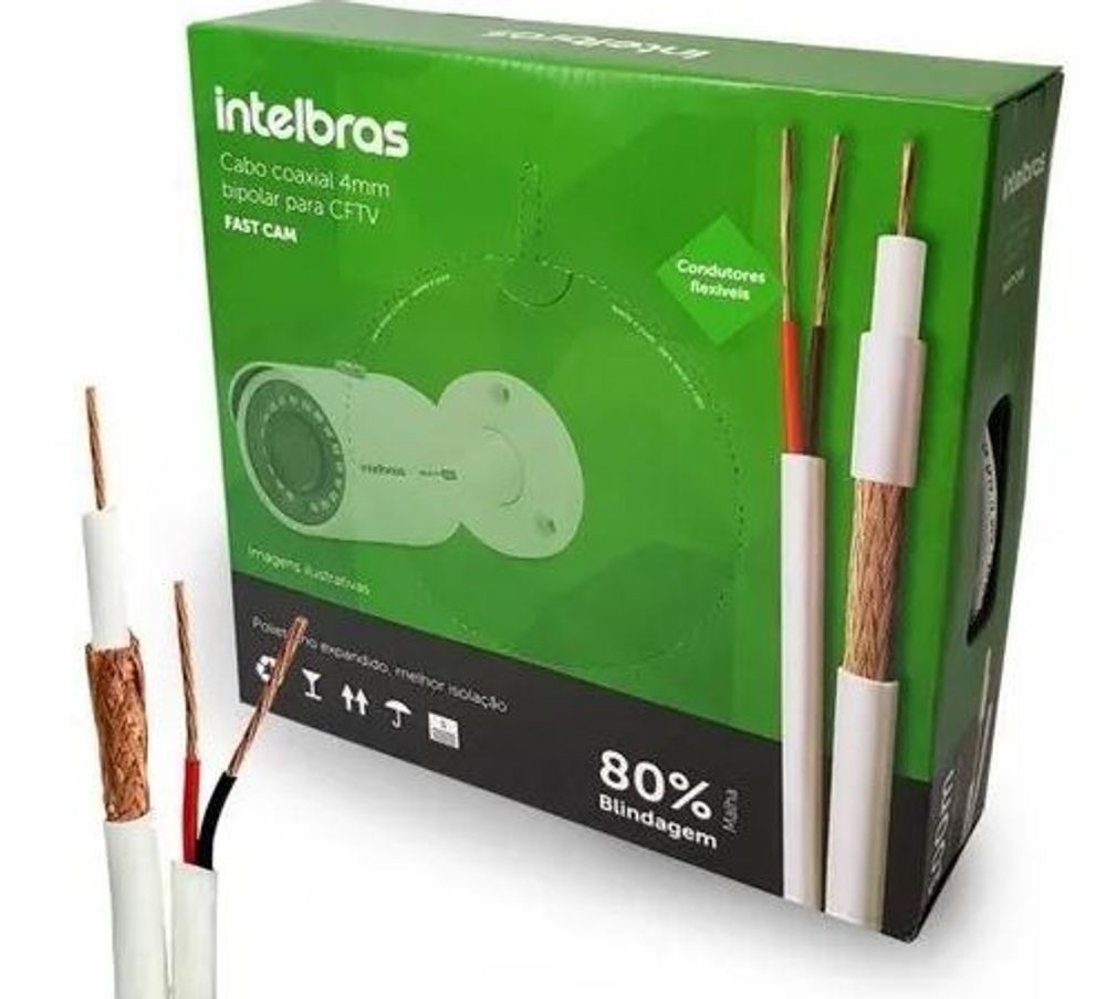 Cabo Cftv 4mm + 2px26 Awg 80 Malha 100m - Thony Ferragem