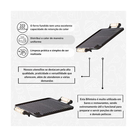 Bifeteira Grelhada 24x 38cm C/ Alca Santana - Thony Ferragem