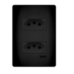 Conjunto  2 Tomada 2P+T 10A Carbono Revita Soprano - Thony Ferragem