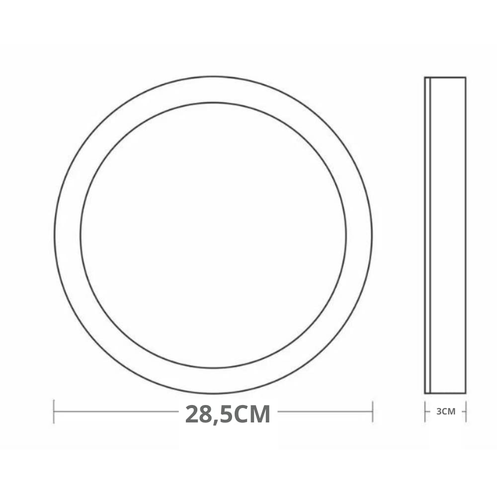 Painel Led  24W Redondo Sobrepor 3000k  Lys Taschibra - Thony Ferragem