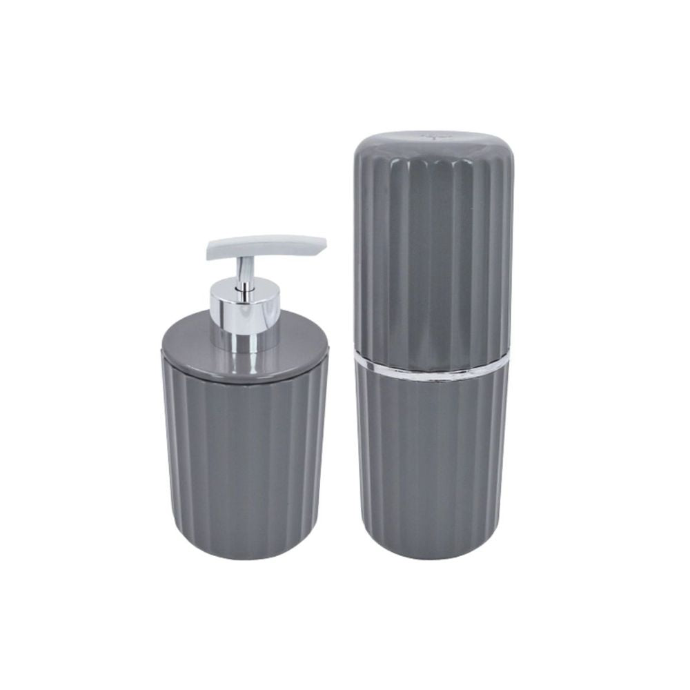 Porta Sabonete Liquido 400ml Groove  Chumbo OU