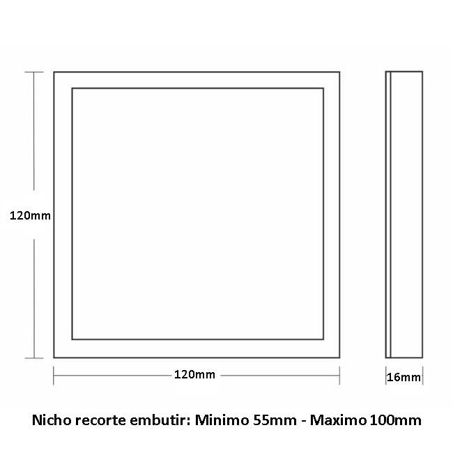 Painel Led Quadrado 17W 3000K Frameless Taschibra