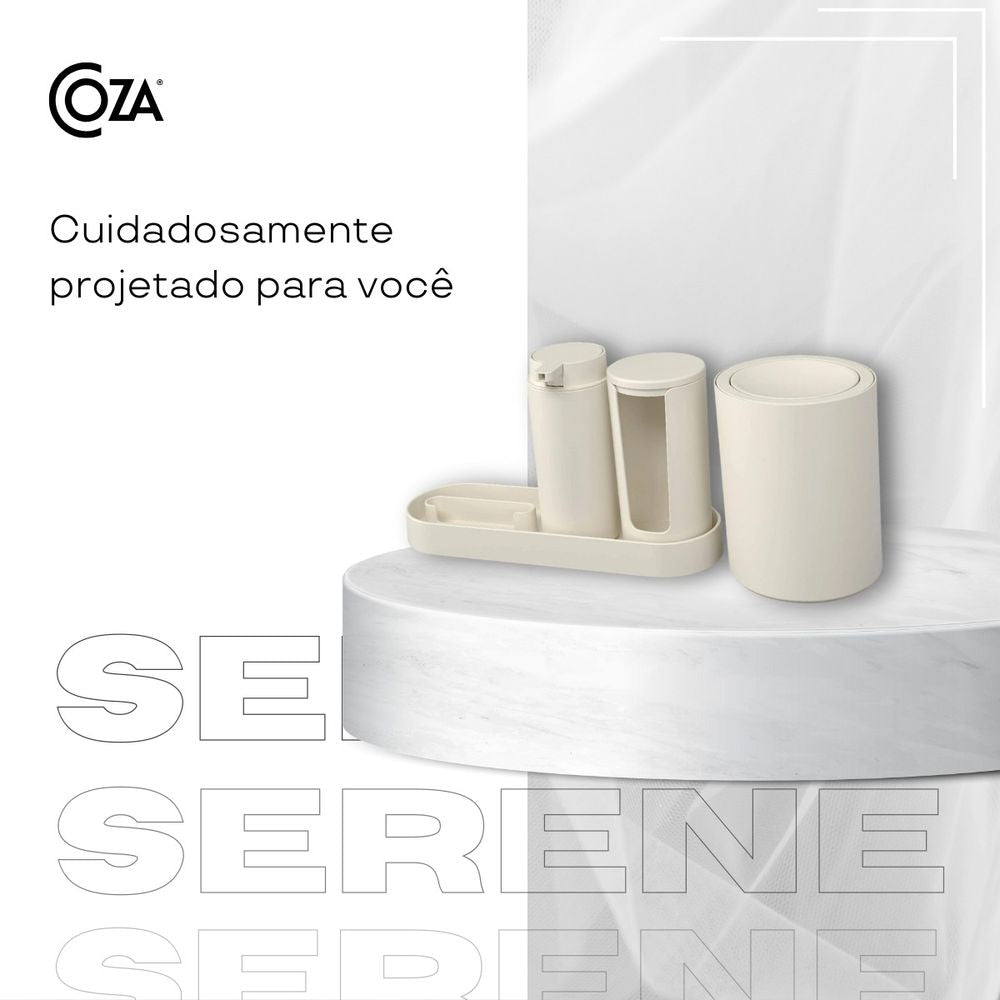 Lixeira para Bancada 1L Bege Serene Coza