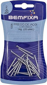 Cartela Prego Aço 2,00 X 30mm C/ Cabeça 20pc BemFixa