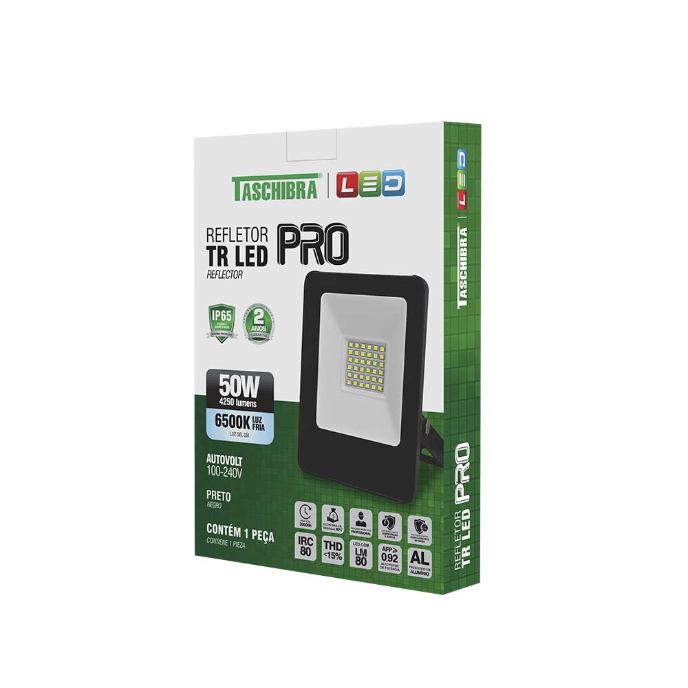 Refletor Tr Led Pro 50w 6500k Preto Taschibra - Thony Ferragem