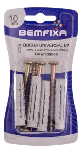Bucha E Parafuso Bx 10mm Cartela BemFixa - Thony Ferragem