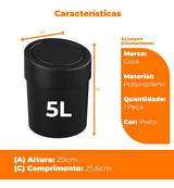 Lixeira Press 5L Preto Coza - Thony Ferragem