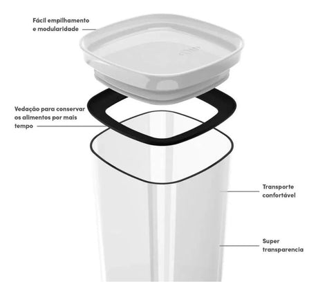 Pote Hermetico Medio 1,5l Block C/ Tampa Branco OU - Thony Ferragem