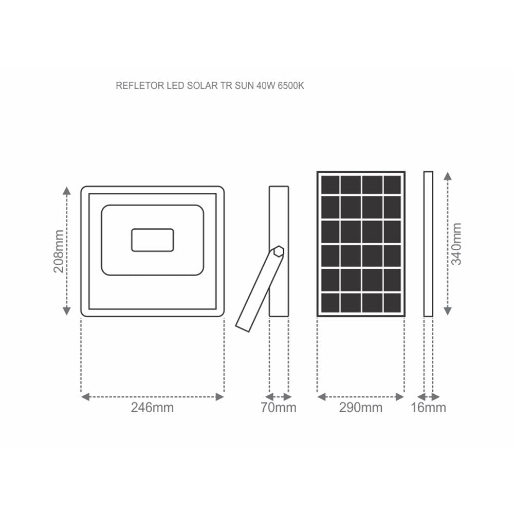 Refletor Solar TR Sun Led 40W Preto Taschibra - Thony Ferragem