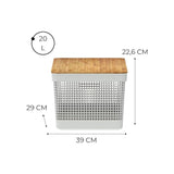 Cesto Grid C Tampa Bambu 20l Branco OU - Thony Ferragem