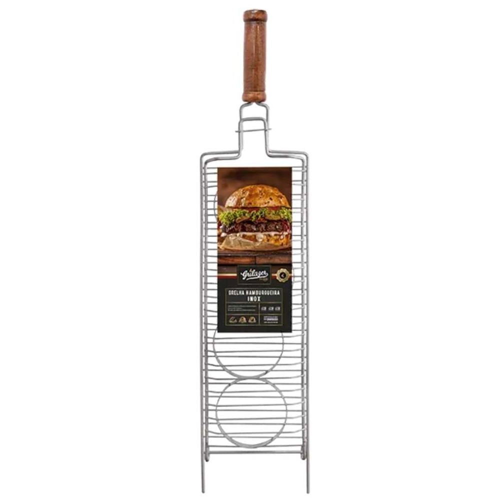 Grelha Inox Hamburgueira 15x44cm Grilazer