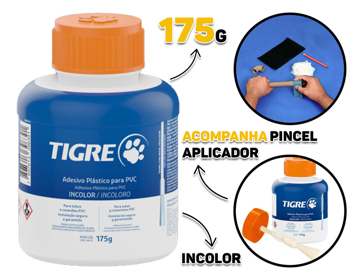 Adesivo Plastico Pvc Incolor 175g C/ Pincel Tigre - Thony Ferragem