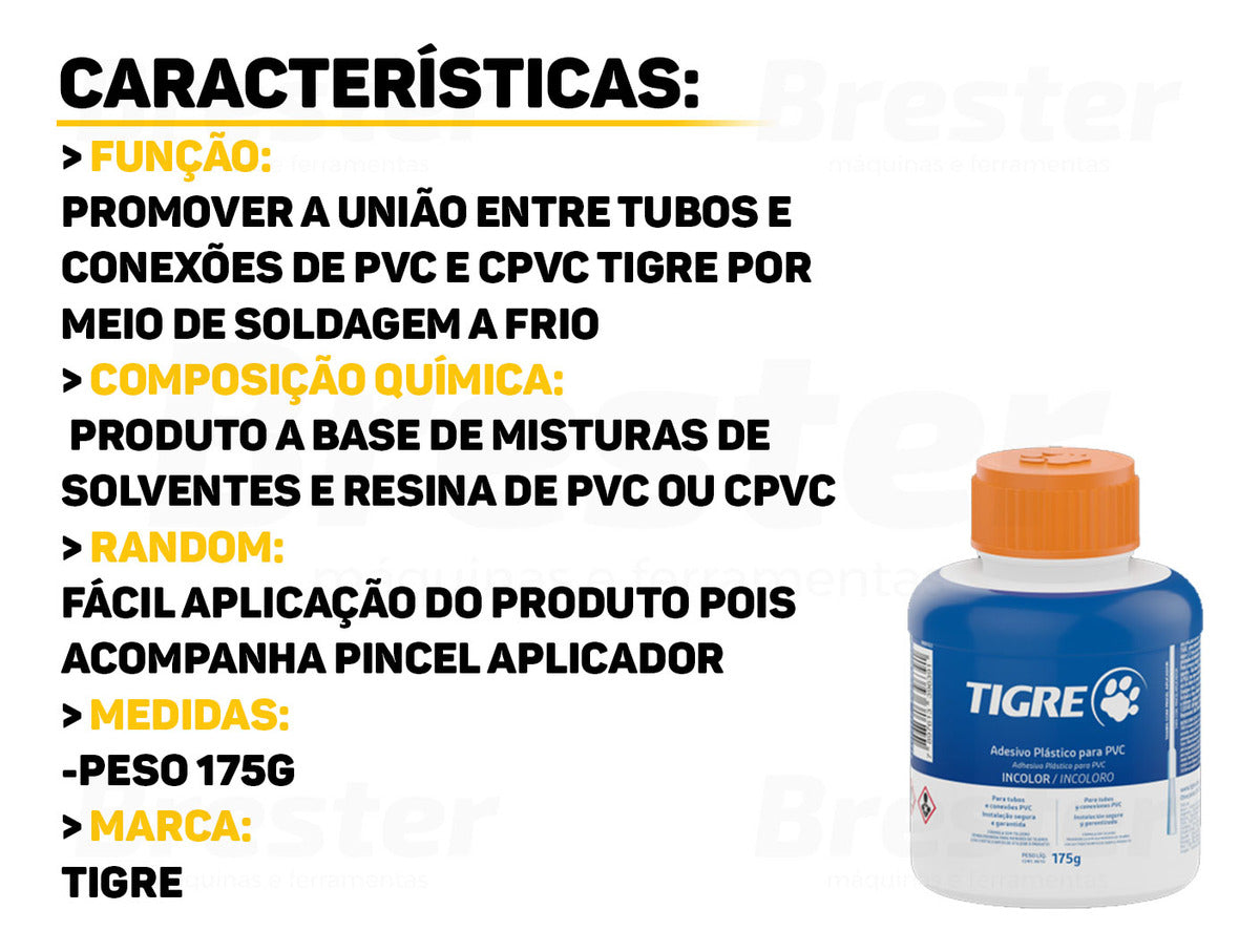 Adesivo Plastico Pvc Incolor 175g C/ Pincel Tigre - Thony Ferragem