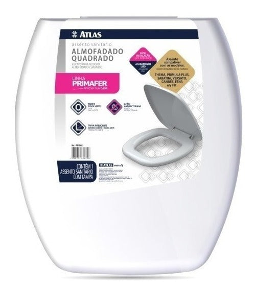 Assento Almofadado Quadrado Branco Atlas