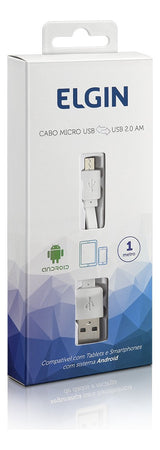 Cabo Micro Usb 2.0 1m Branco Elgin - Thony Ferragem