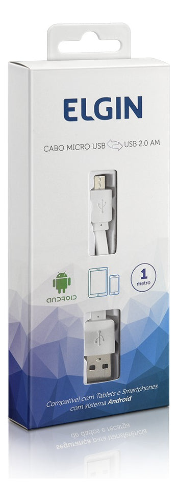 Cabo Micro Usb 2.0 1m Branco Elgin - Thony Ferragem