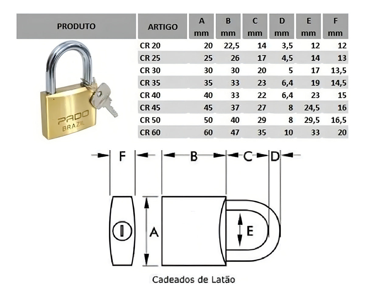 Cadeado Fp Lt-50mm Pado