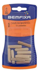 Cartela De Cavilha Madeira Marfim 6x30mm