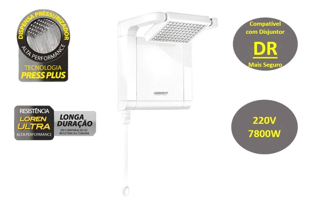Ducha Acqua Star Ultra 220v 7800w Branco Lorenzetti