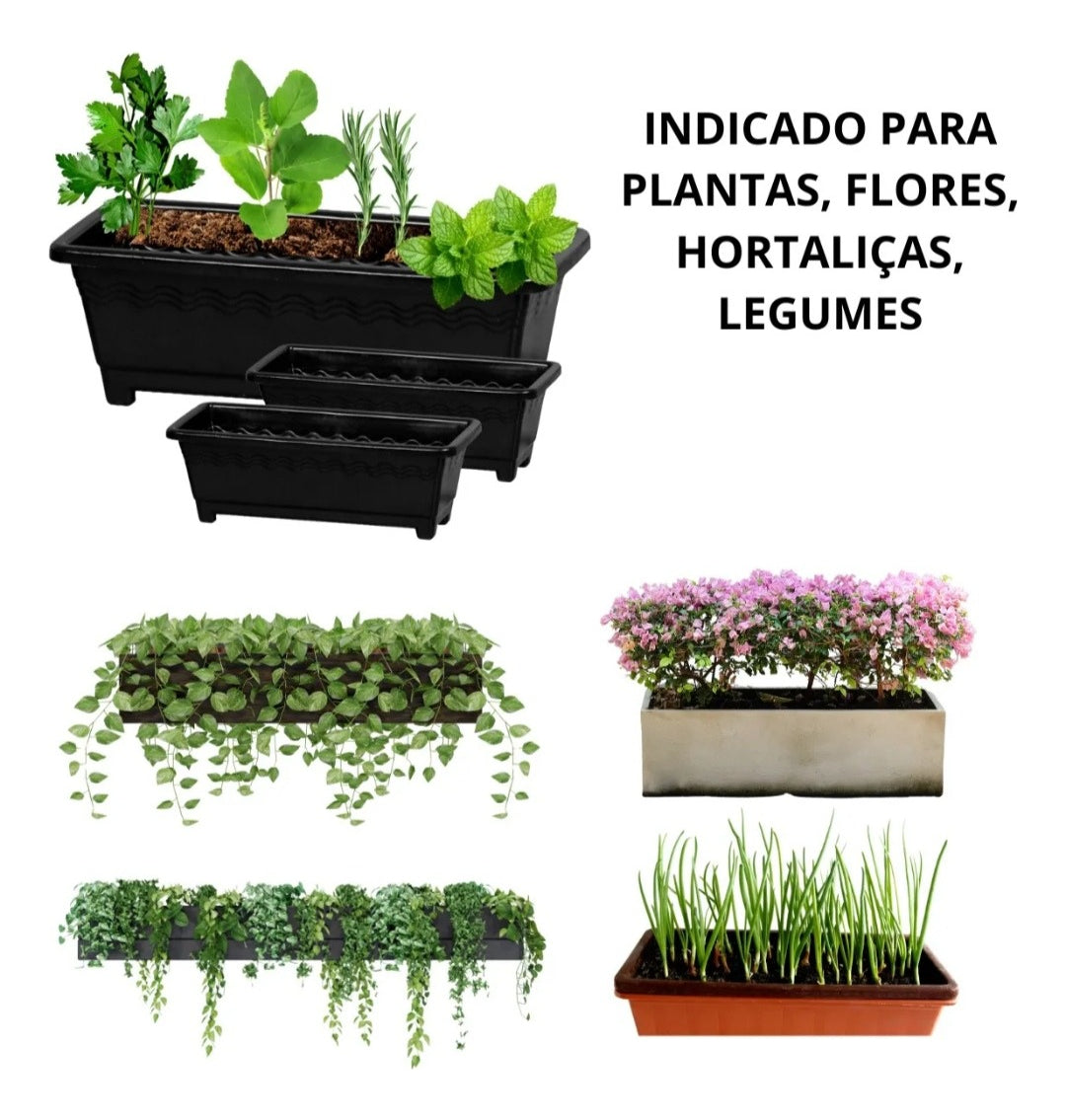 Floreira Jardim Plastico 50cm Cinza Atlas - Thony Ferragem