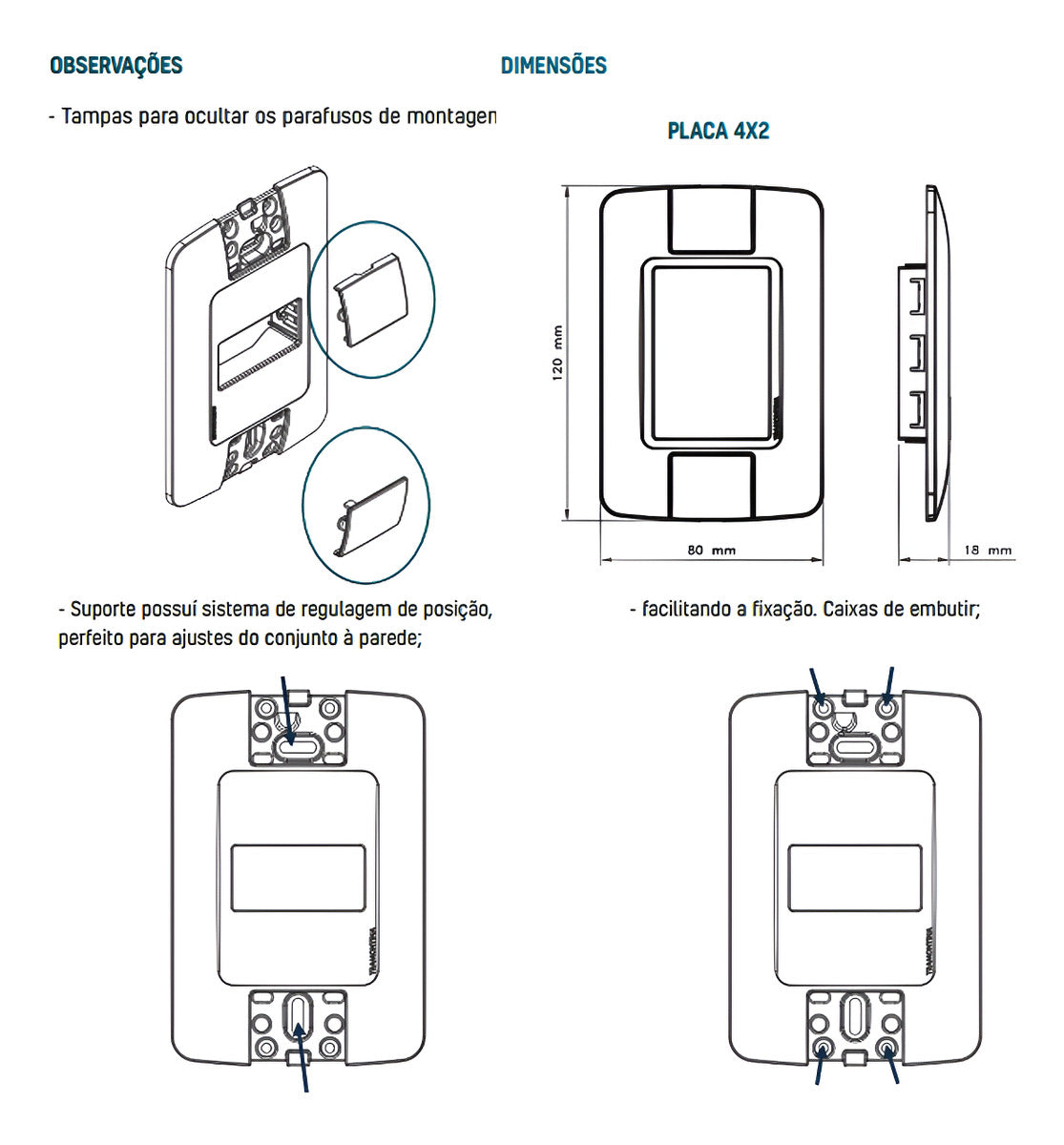 Conjunto 1 Interruptor Simples Aria 4x2 Branco Tramontina